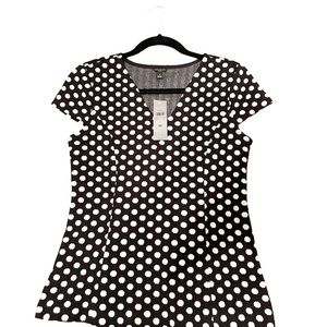 Ann Taylor Black & White Dots Top